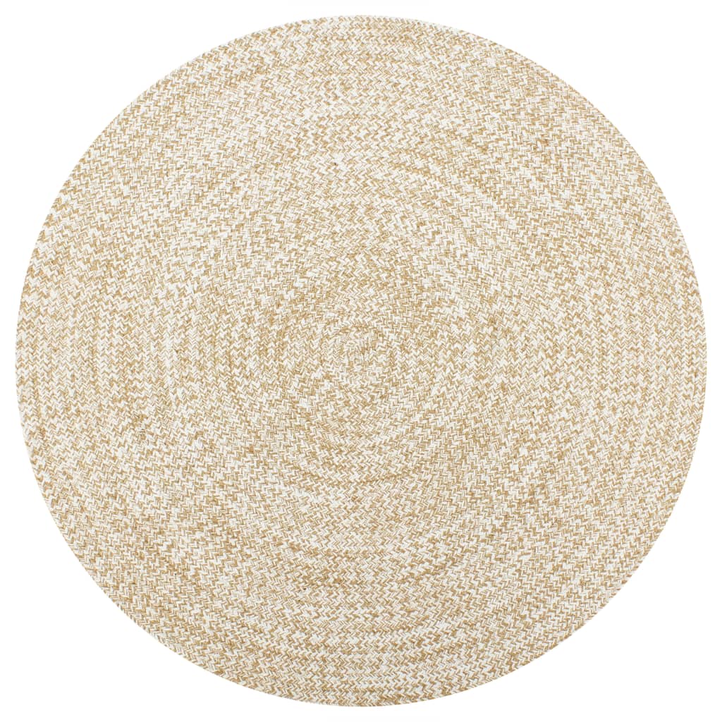 Vidaxl tapis fait à la main 120 cm jute blanc et naturel