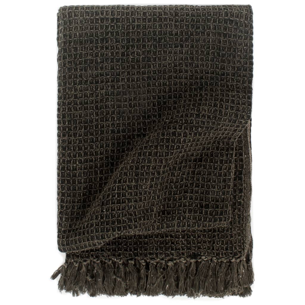 Vidaxl Plaid 160x210 cm Antracite di cotone e marrone
