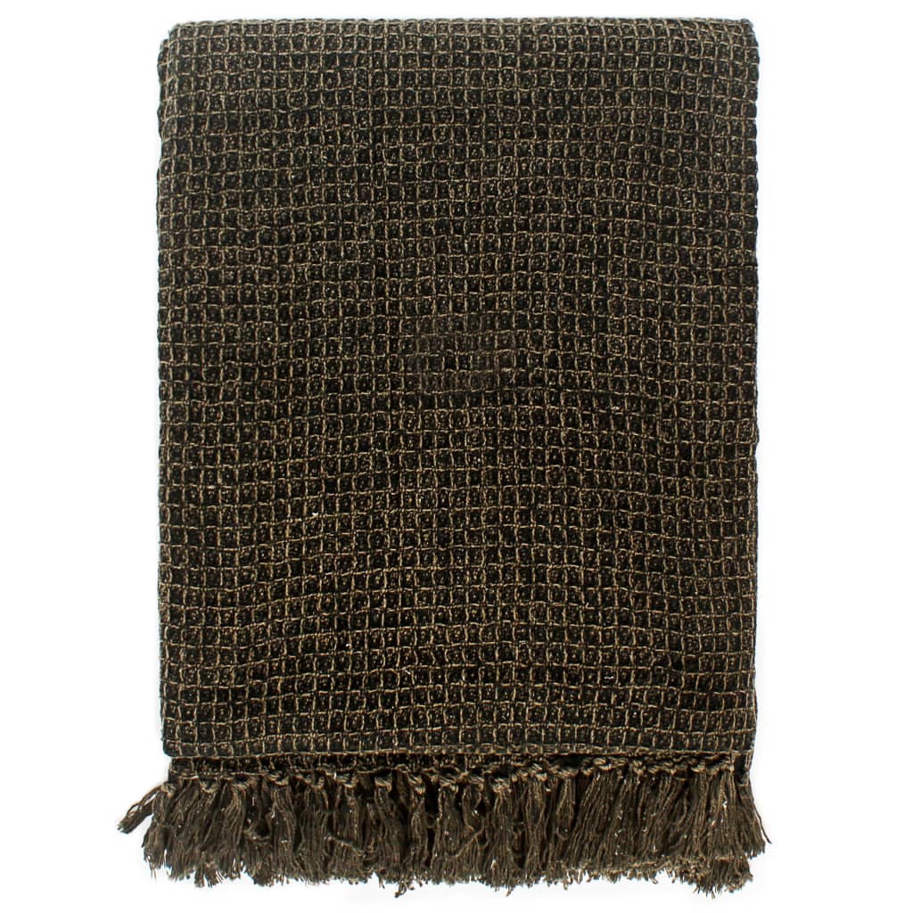 Vidaxl Plaid 160x210 cm Antracite di cotone e marrone