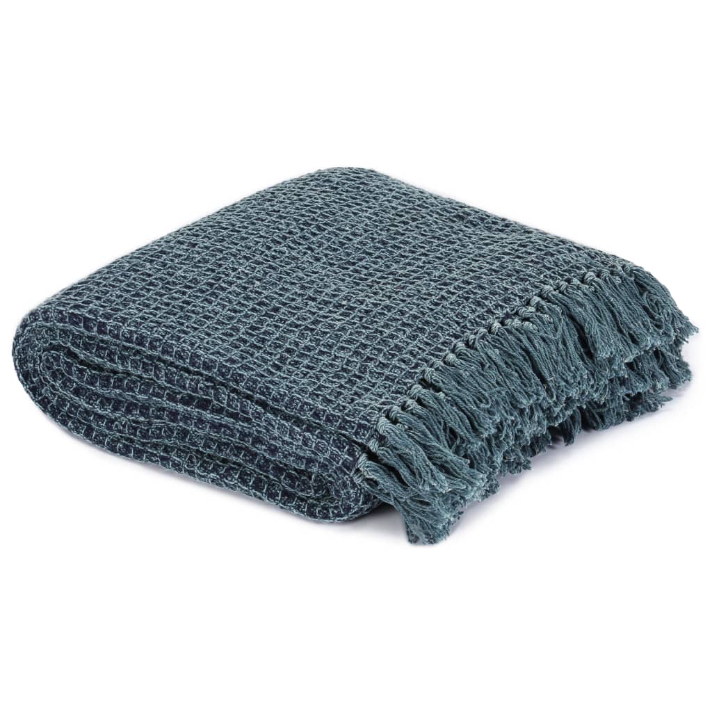 Vidaxl Plaid 220x250 cm bawełniany indygo-niebieski