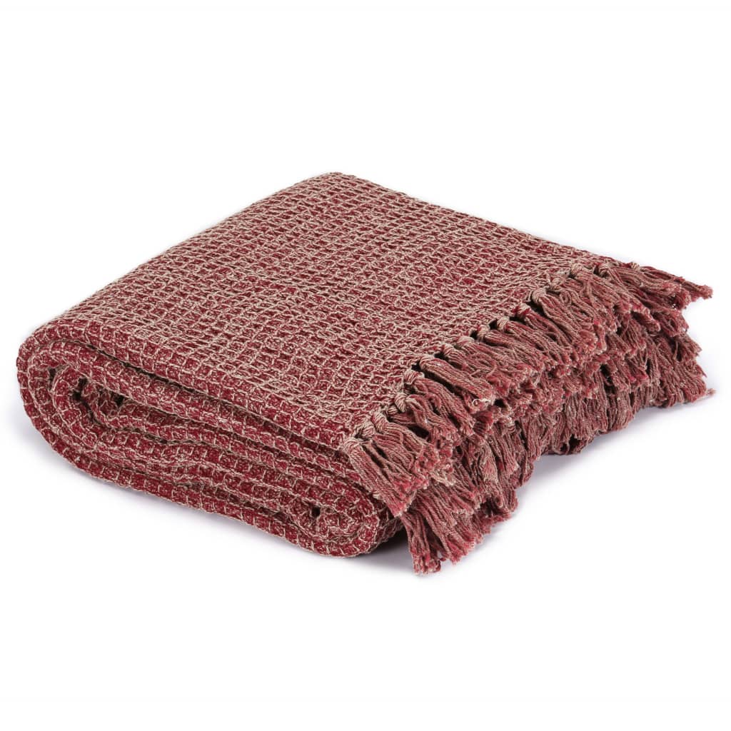 Vidaxl Plaid 220x250 cm Vino di cotone rosso