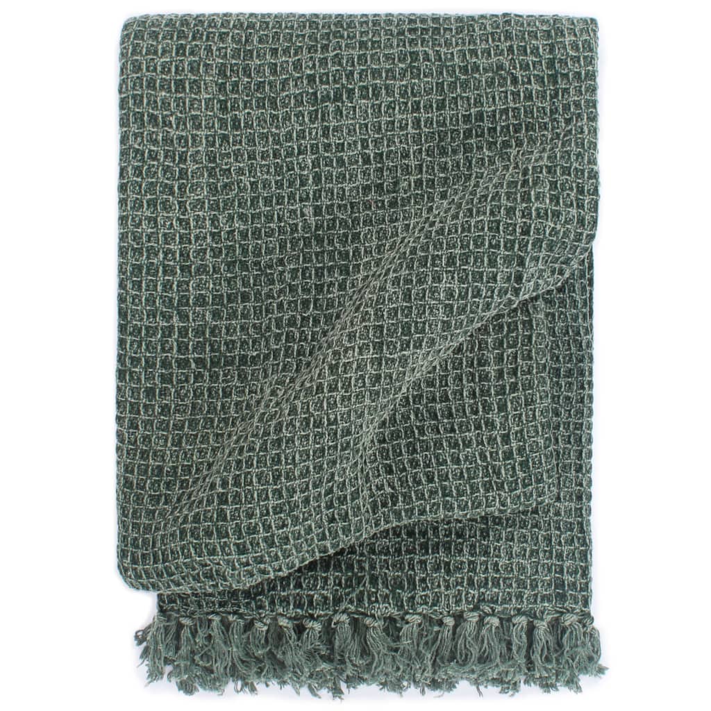 Vidaxl Plaid 125x150 cm di cotone verde scuro