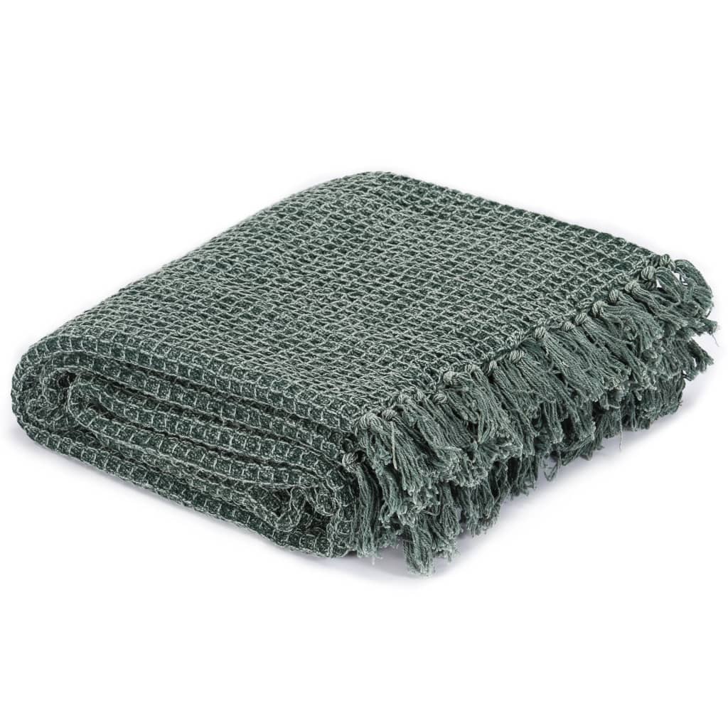 Vidaxl Plaid 125x150 cm di cotone verde scuro