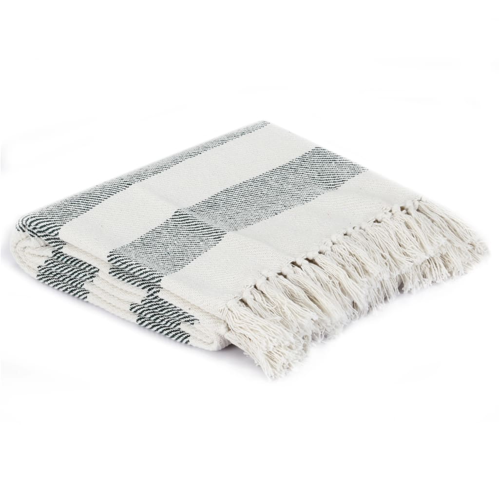 VidaXL Kockás csík 125x150 cm pamut sötétzöld