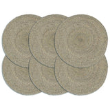 Vidaxl Placemats 6 Sts Round 38 cm Jute Plain Grey