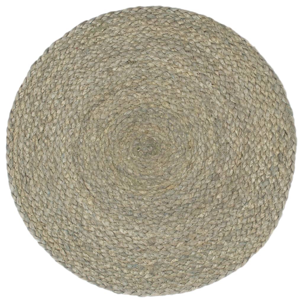 Vidaxl Placemats 6 Sts Round 38 cm Jute Plain Grey