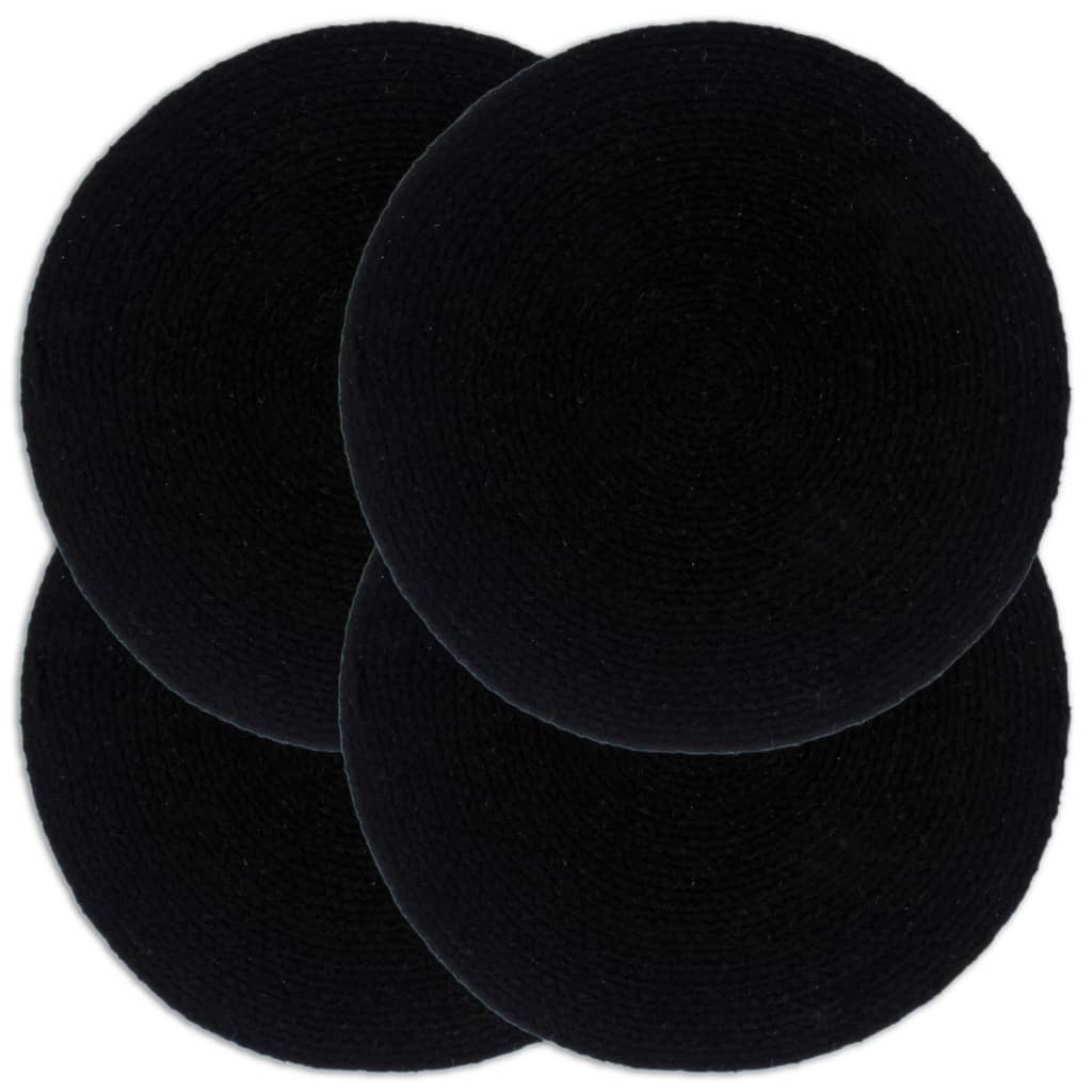 Vidaxl Placemats 4 sts Round 38 cm cotton plain black