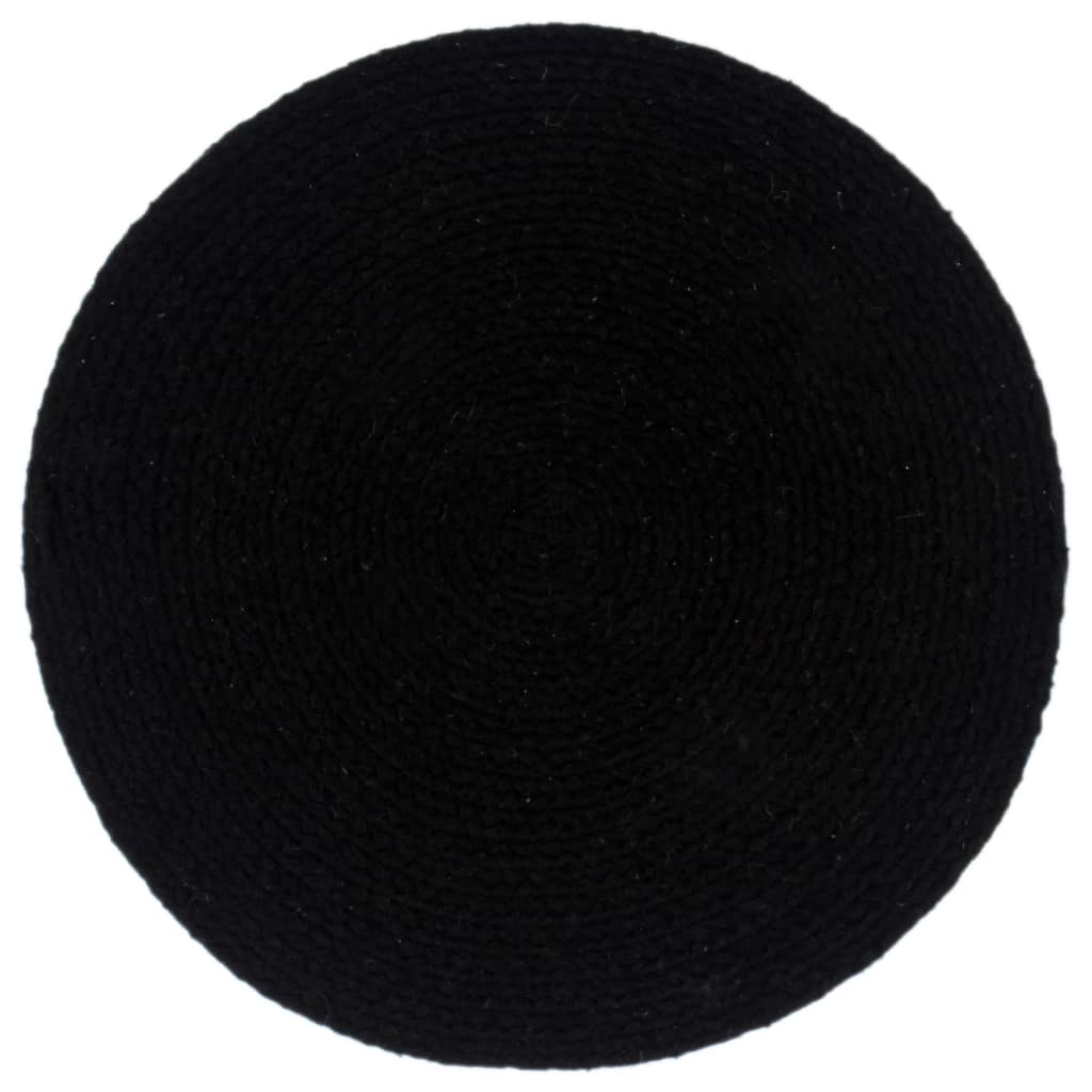 Vidaxl Placemats 4 sts Round 38 cm cotton plain black