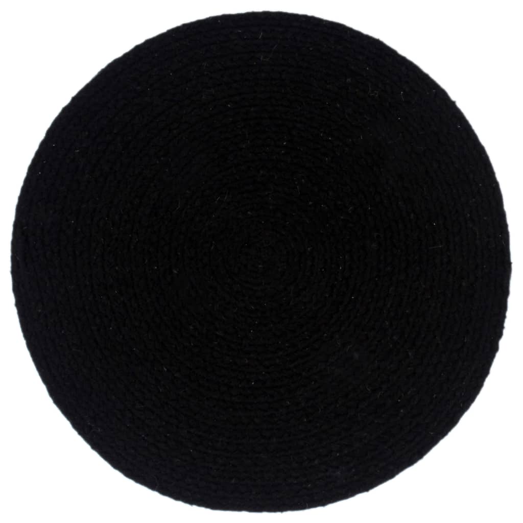 Vidaxl Placemats 6 sts Round 38 cm cotton plain black