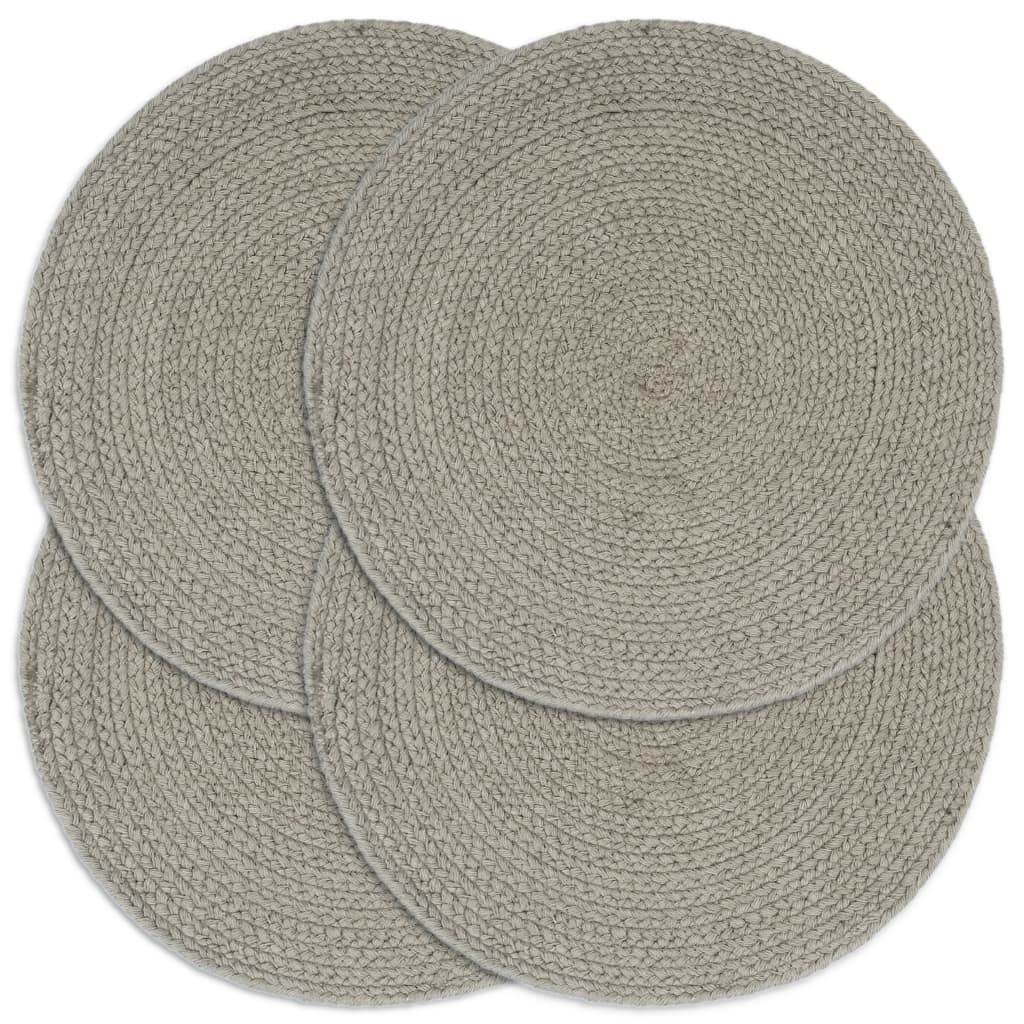 Vidaxl Pochemats 4 ms round 38 cm cotone grigio