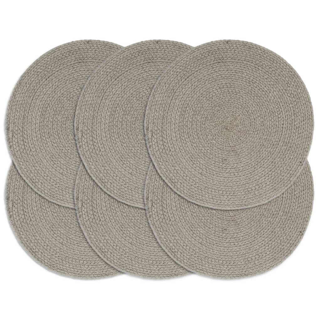 Vidaxl Pillemats 6 STS Ronda 38 cm de algodón liso gris