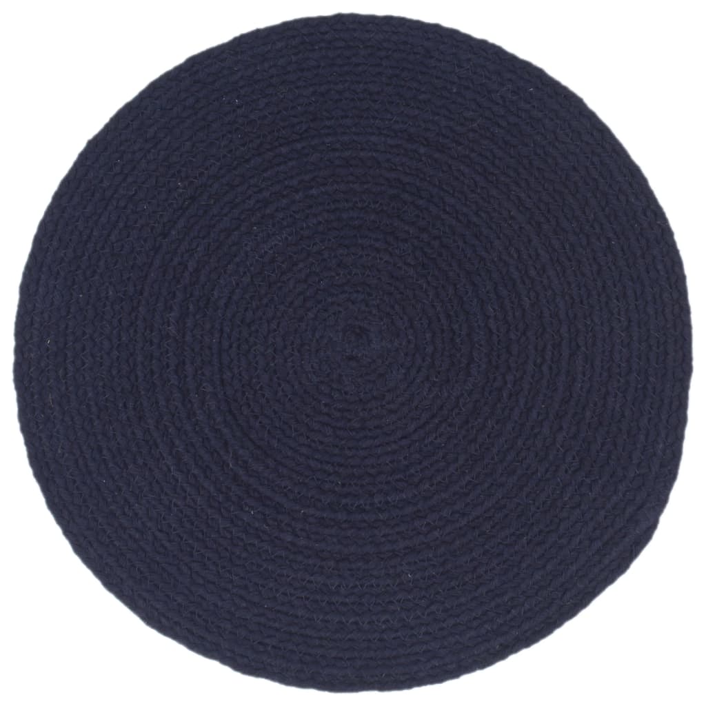 Vidaxl Placatsmats 4 STS ronderëm 38 cm Koteng Einfache Navy Blo