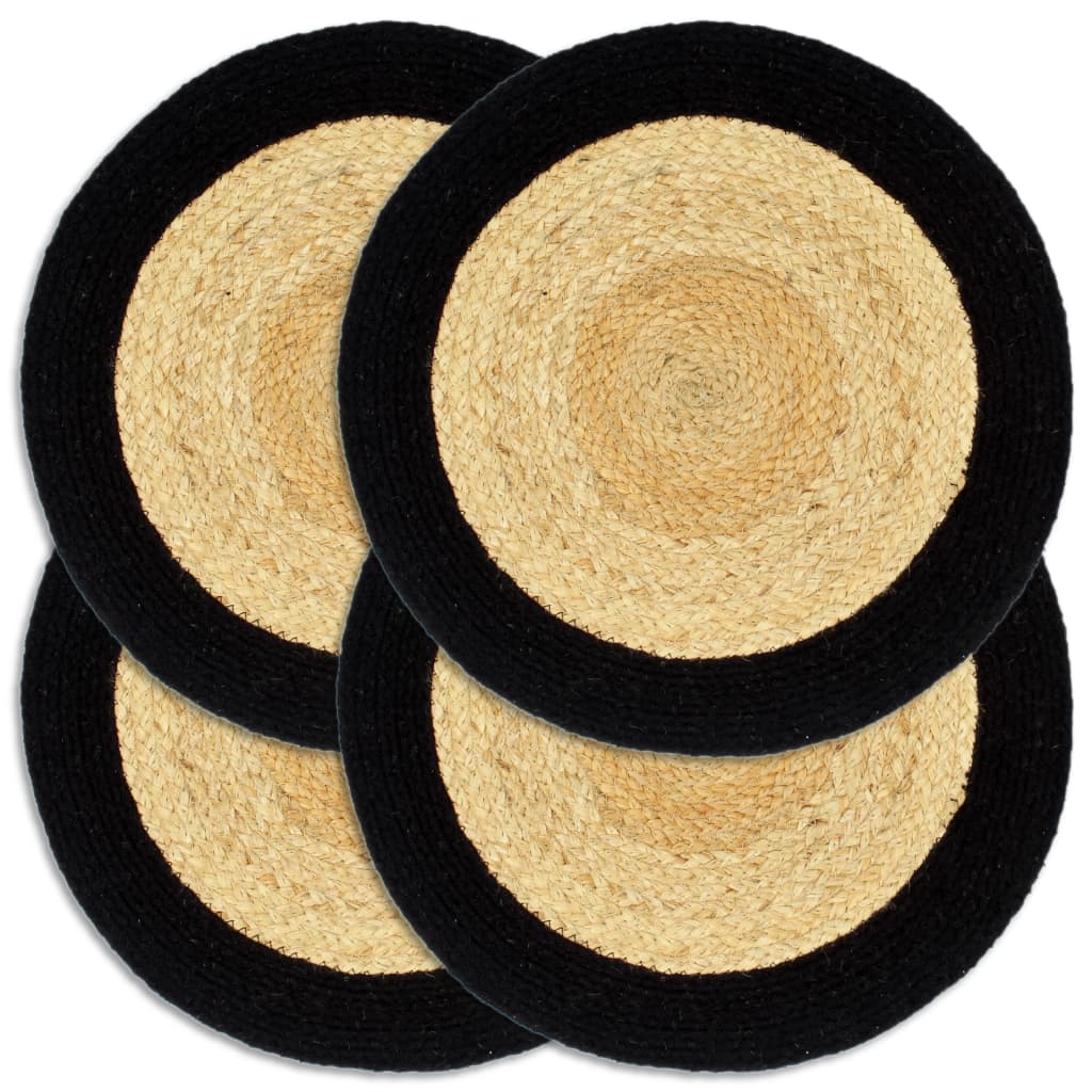 Vidaxl Placemats 4 st 38 cm jute and cotton natural and black