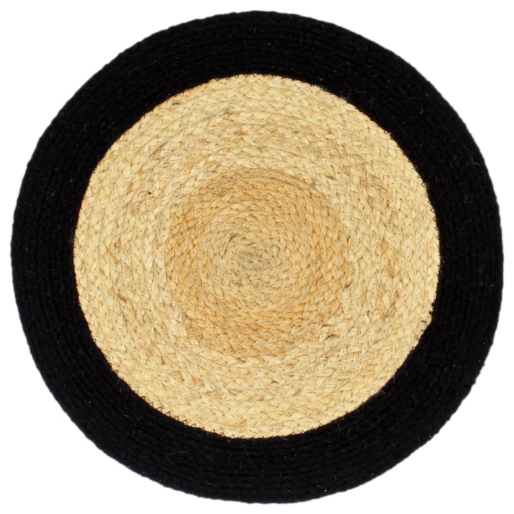 Vidaxl Placemats 6 st 38 cm jute and cotton of course and black