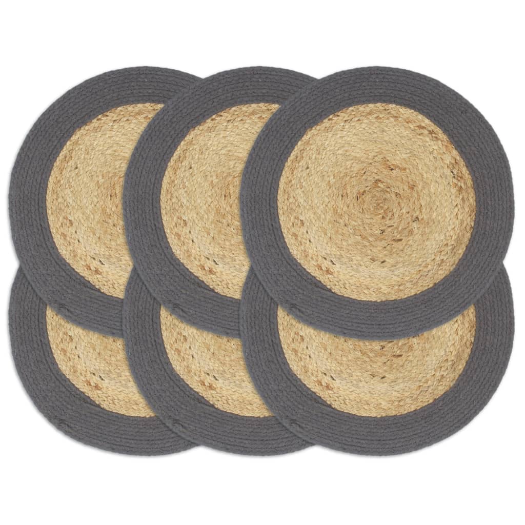 Vidaxl Placemats 6 st 38 cm jute and cotton of course and anthracite