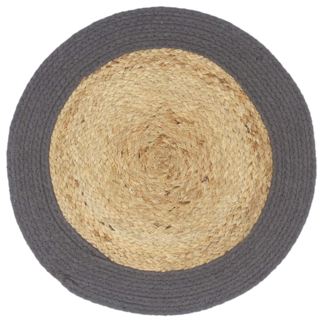 Vidaxl Placemats 6 st 38 cm jute and cotton of course and anthracite