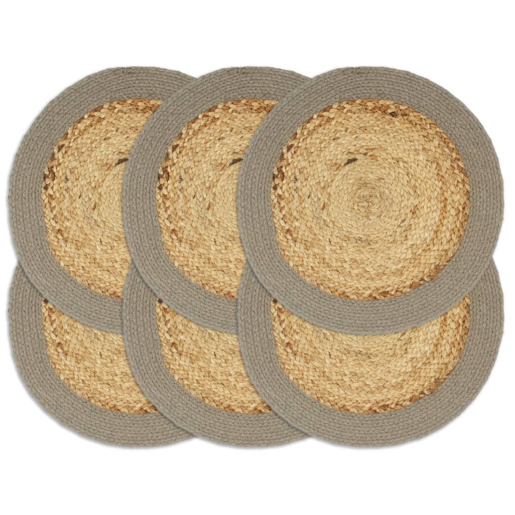 Vidaxl Placemats 6 St 38 cm juta in bombaž naravni in sivi