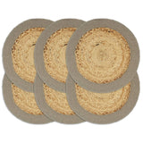 Vidaxl Placemats 6 St 38 cm juta in bombaž naravni in sivi