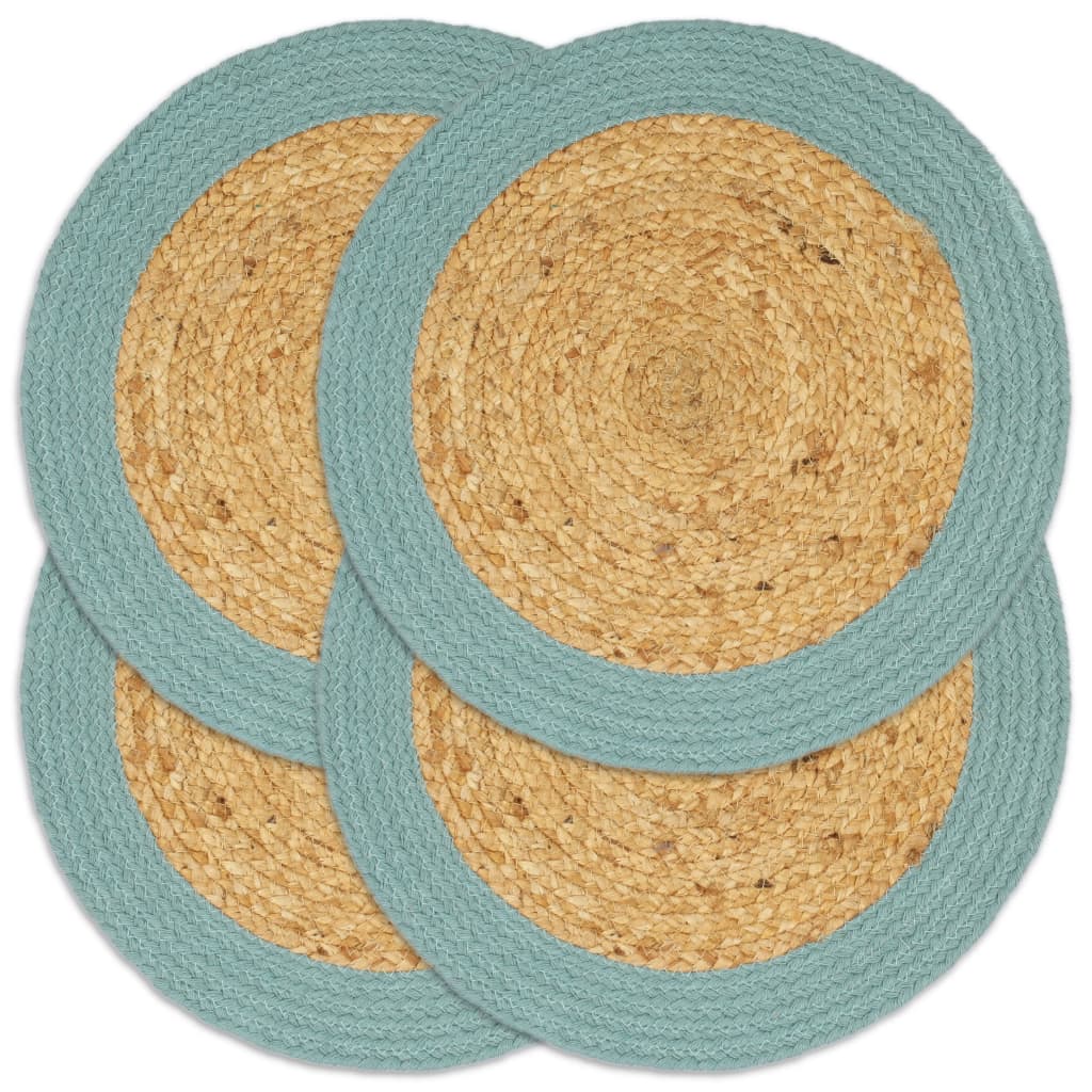 Vidaxl Placemats 4 st 38 cm jute and cotton of course and green
