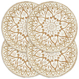 Vidaxl Placemats 4 Sts Round 38 cm Jute White