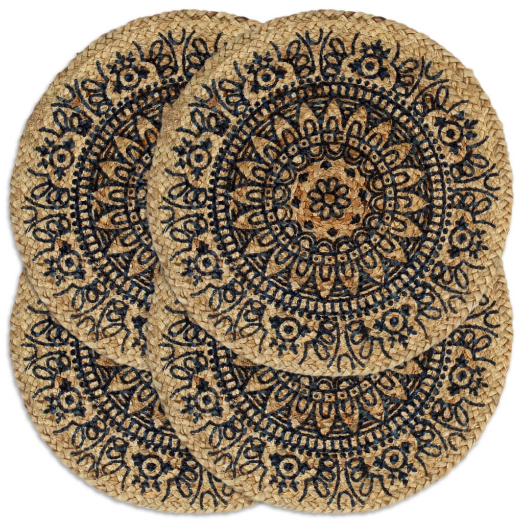 Vidaxl -Placemats 4 Sts um 38 cm Jute dunkelblau