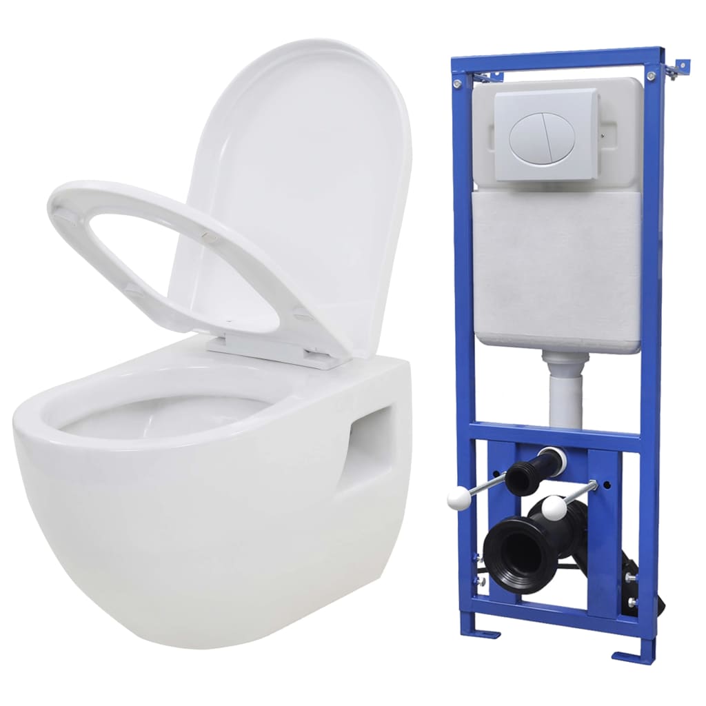 Vidaxl Hanging toilet with hidden cistern ceramic white