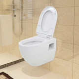 Vidaxl Hanging toilet with hidden cistern ceramic white