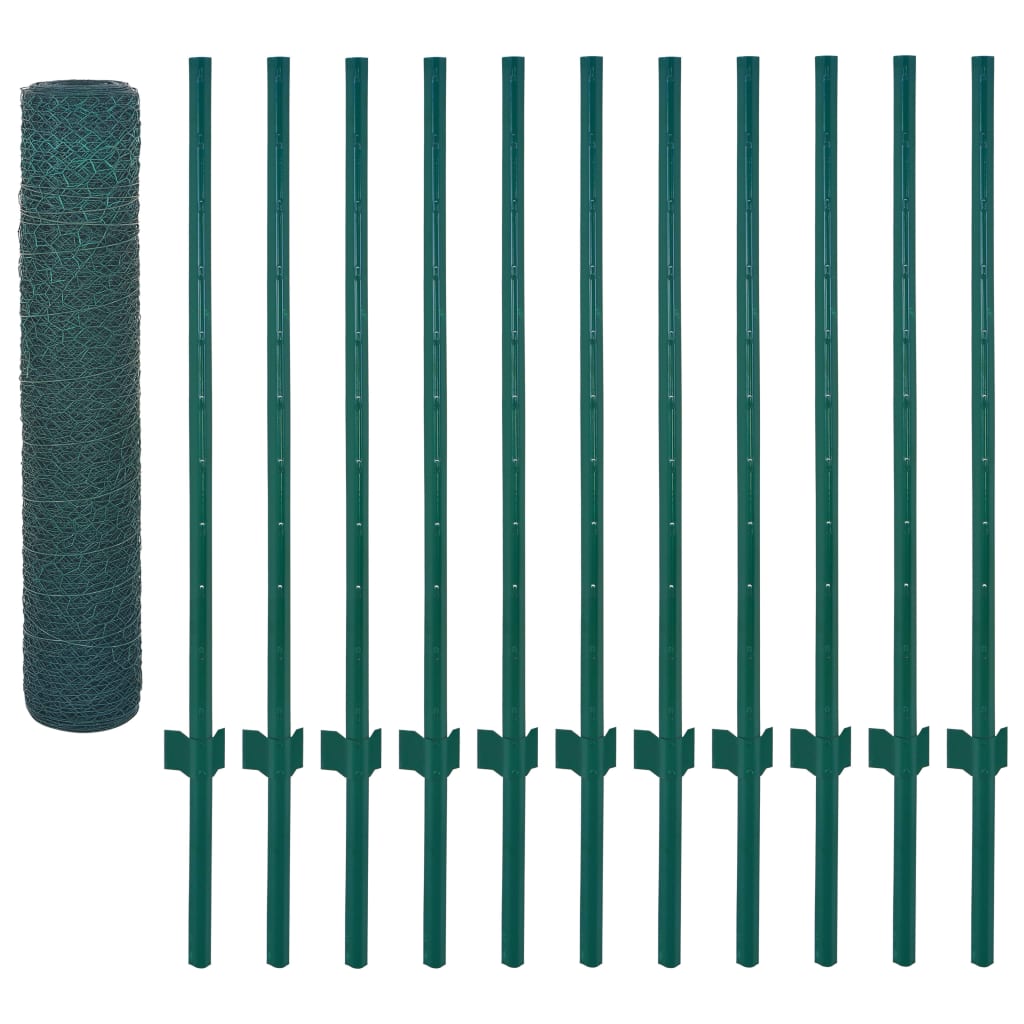 Vidaxl Drot Mesh fet mat Posts 25x0,75 m Stol Green
