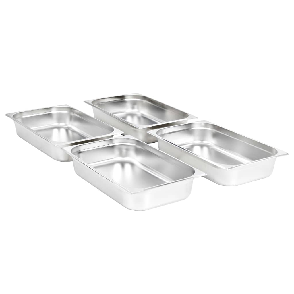 Vidaxl Gastronormbakken 4 ks GN 1 1 100 mm z nerezové oceli