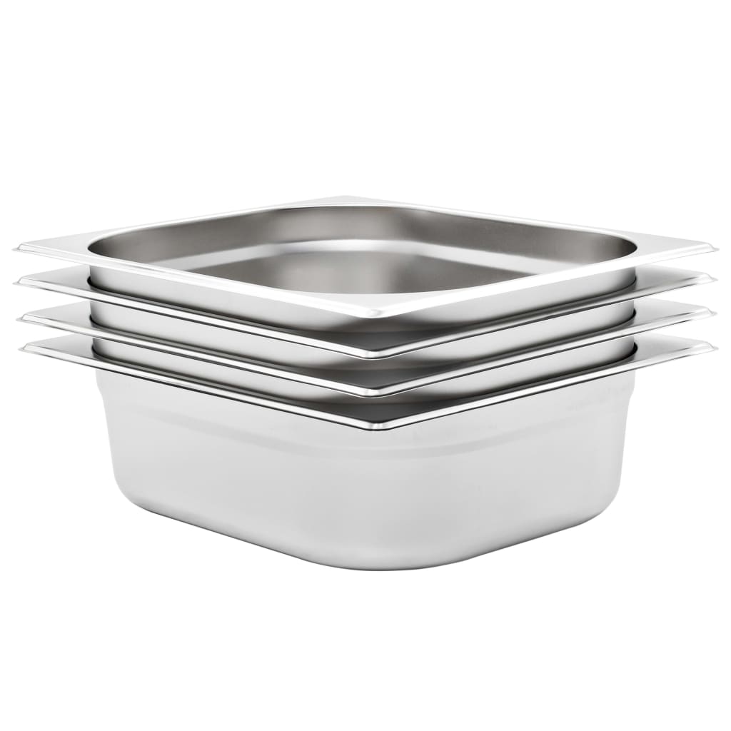 Vidaxl Gastronormbakken 4 PCS GN 1 2 100 mm z nerezové oceli