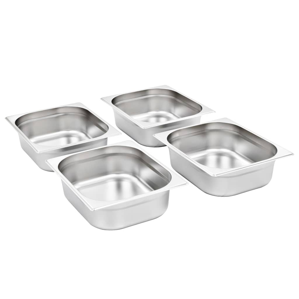 Vidaxl Gastronormbakken 4 PCS GN 1 2 100 mm z nerezové oceli