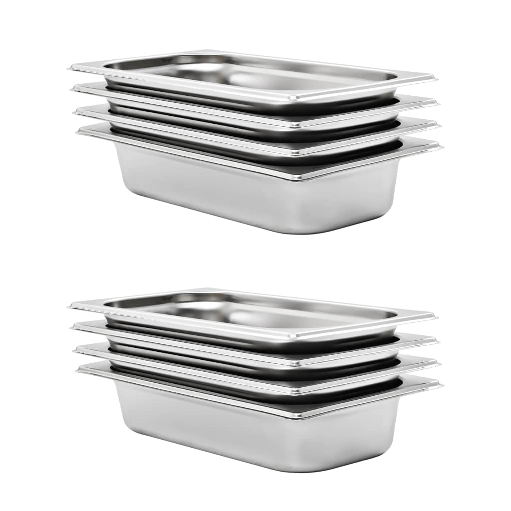 Vidaxl gastronombakken 8 pc Gn 1 3 65 mm nerjavno jeklo