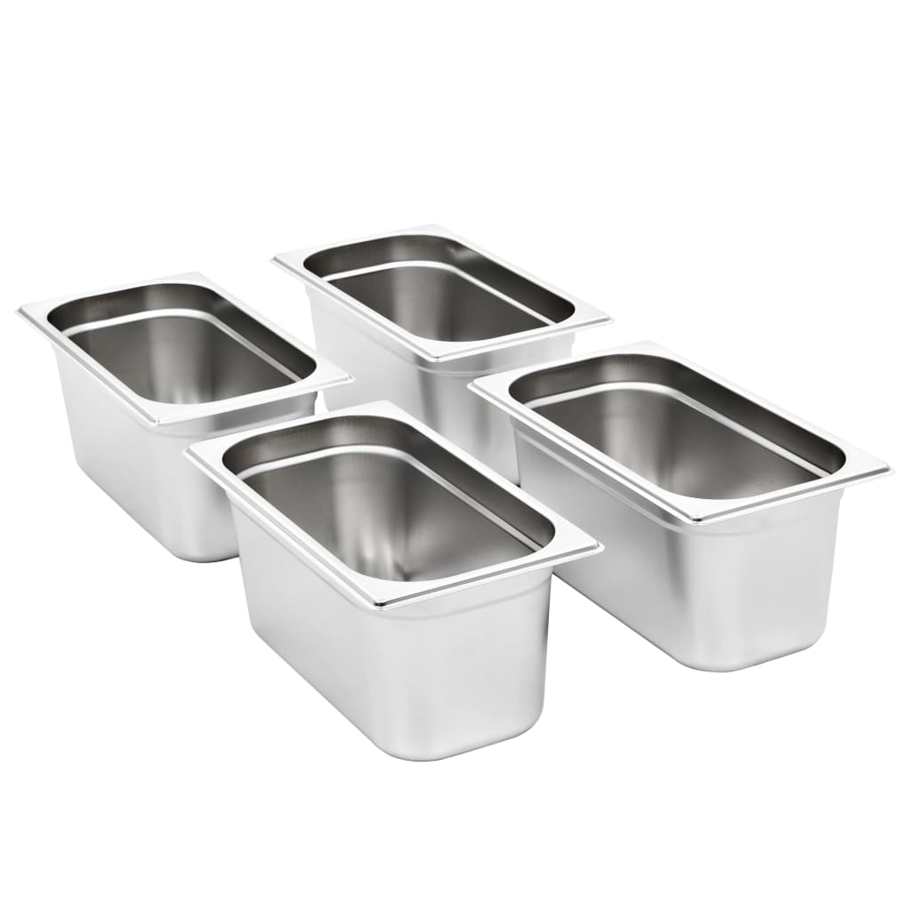 Vidaxl gastronormbakken 4 szt. Gn 1 3 150 mm stal nierdzewna