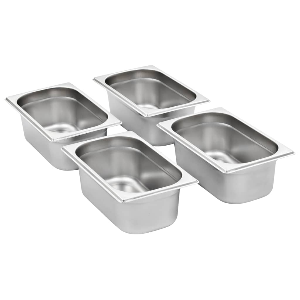 Vidaxl Gastronormbakken 8 PC GN 1 4 100 mm in acciaio inossidabile