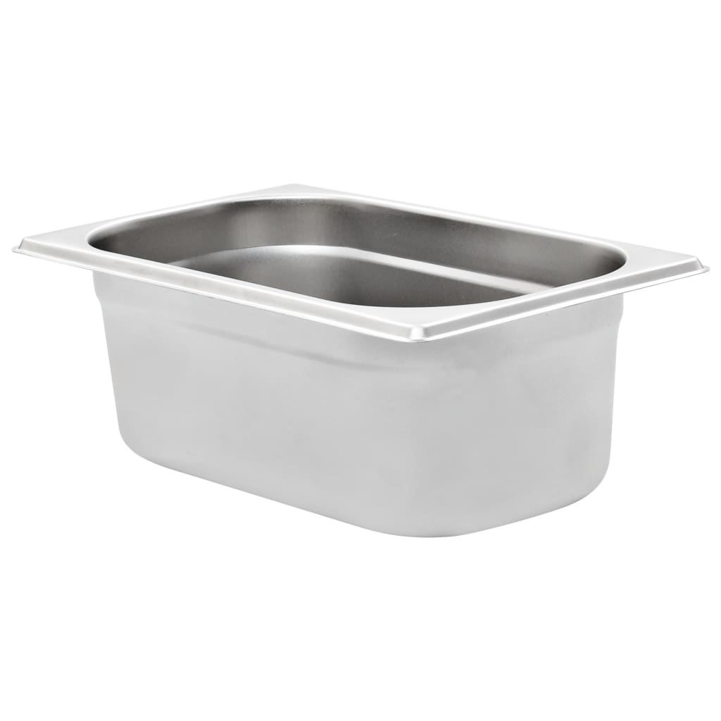 Vidaxl Gastronormbakken 8 PC GN 1 4 100 mm in acciaio inossidabile