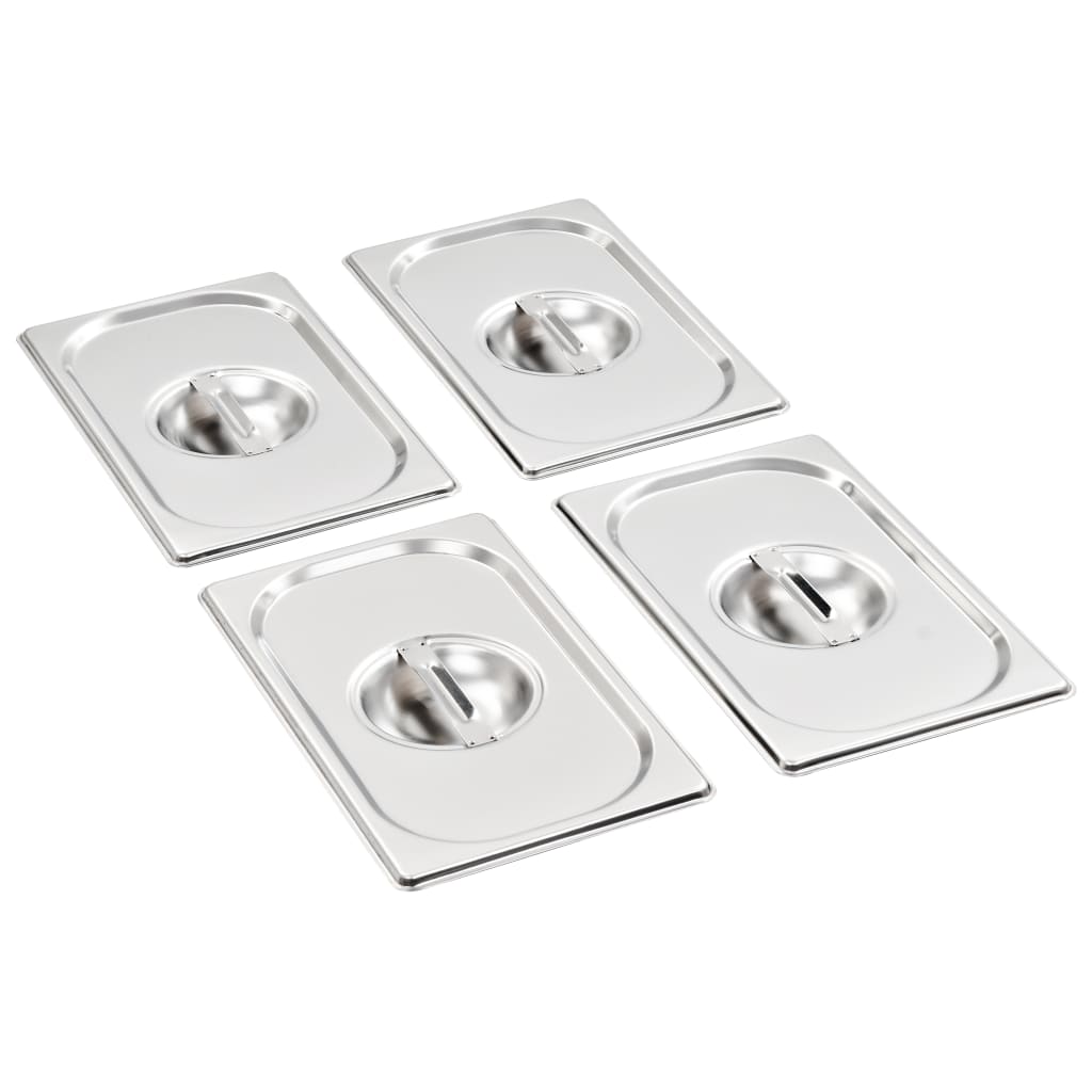 Vidaxl Lids 4 PCS pro GN 1 4 stupnice nerezová ocel