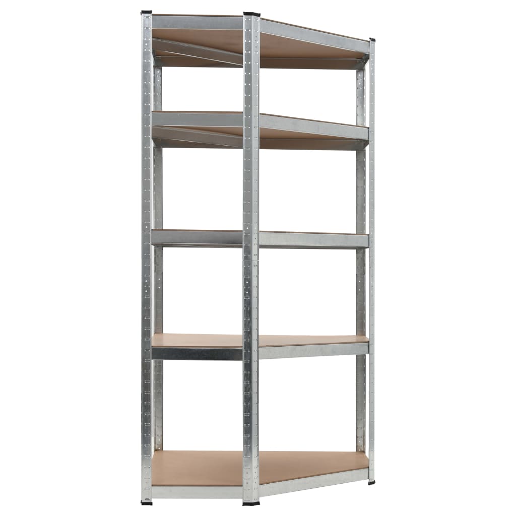 Vidaxl corner rack 5-layer steel and processed wood silver colored