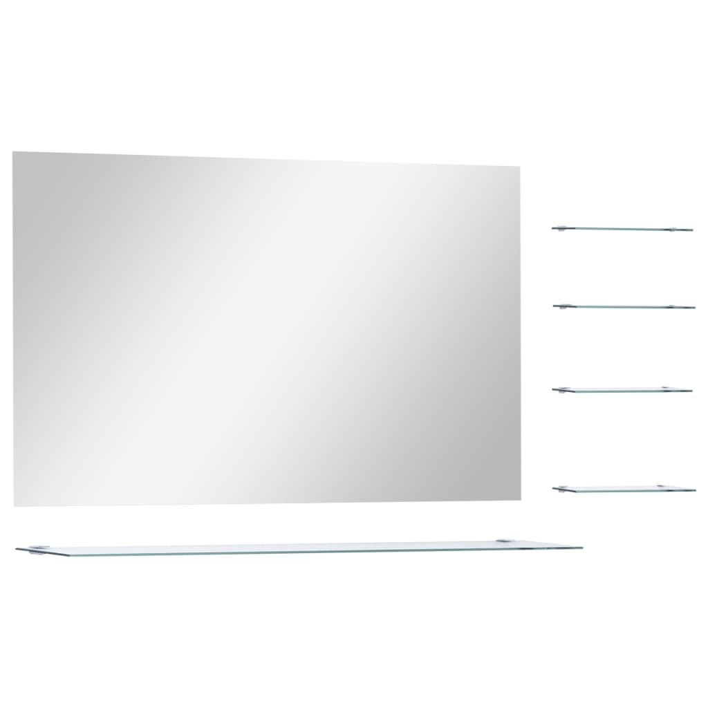 Vidaxl Wand Spigel mat 5 Regaler 100x60 cm sëlwer faarweg