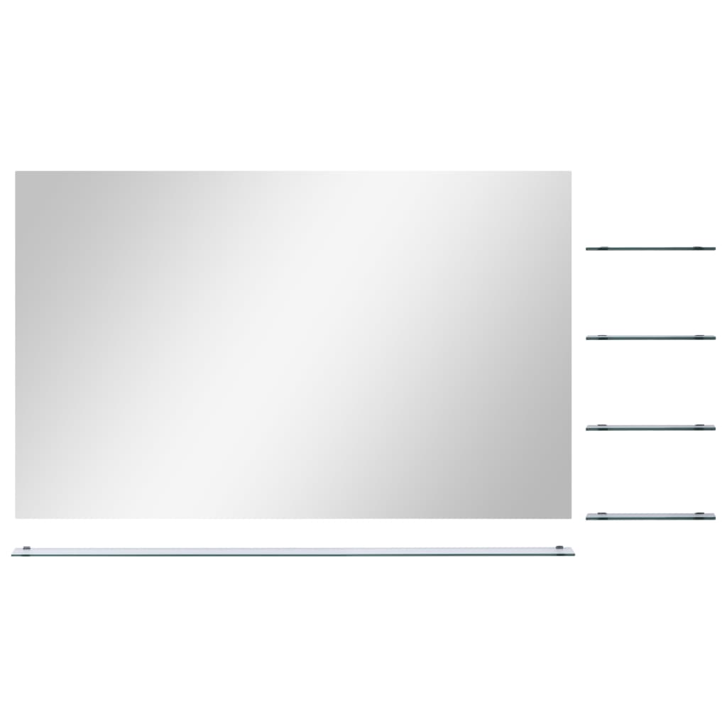 Vidaxl Wand Spigel mat 5 Regaler 100x60 cm sëlwer faarweg