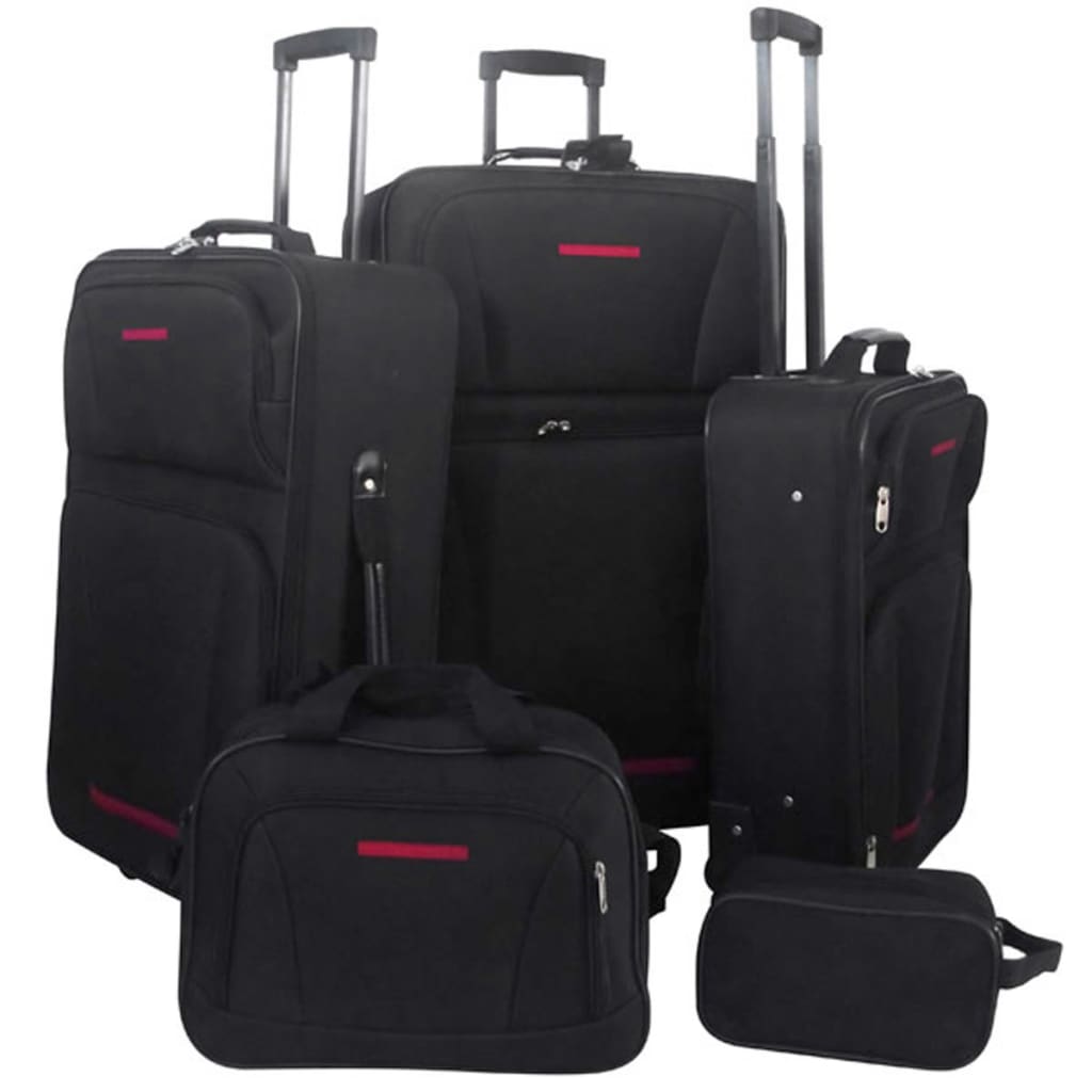 Vidaxl travel luggage set black 5-piece