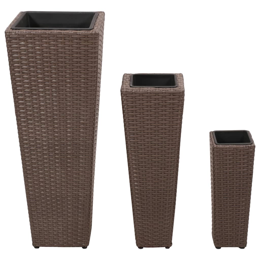 Pěstitele Vidaxl zvedly 3 st. Poly Rattan Brown