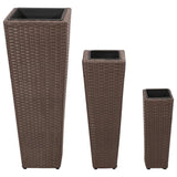 Pěstitele Vidaxl zvedly 3 st. Poly Rattan Brown
