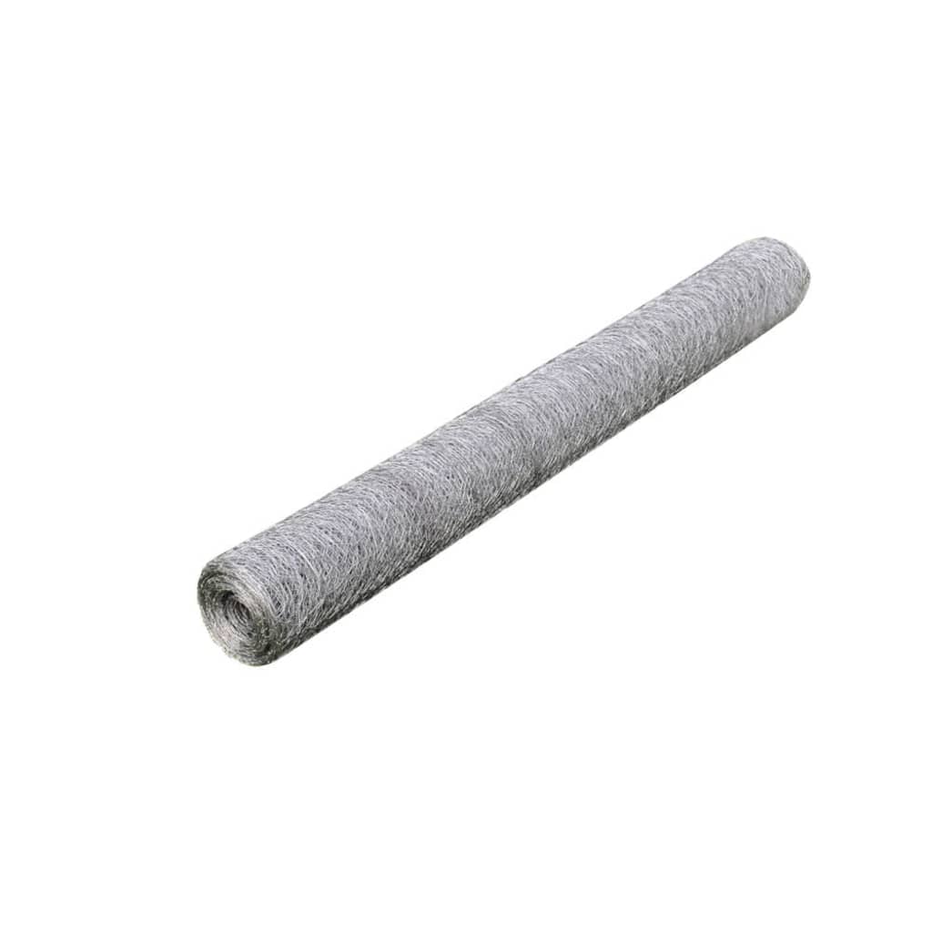 Vidaxl chicken wire 25x0.5 m galvanized steel silver colored