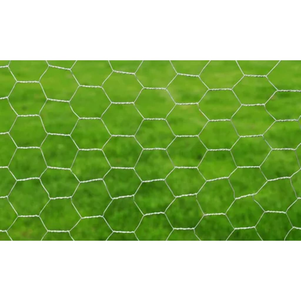 Vidaxl chicken wire 25x0.5 m galvanized steel silver colored