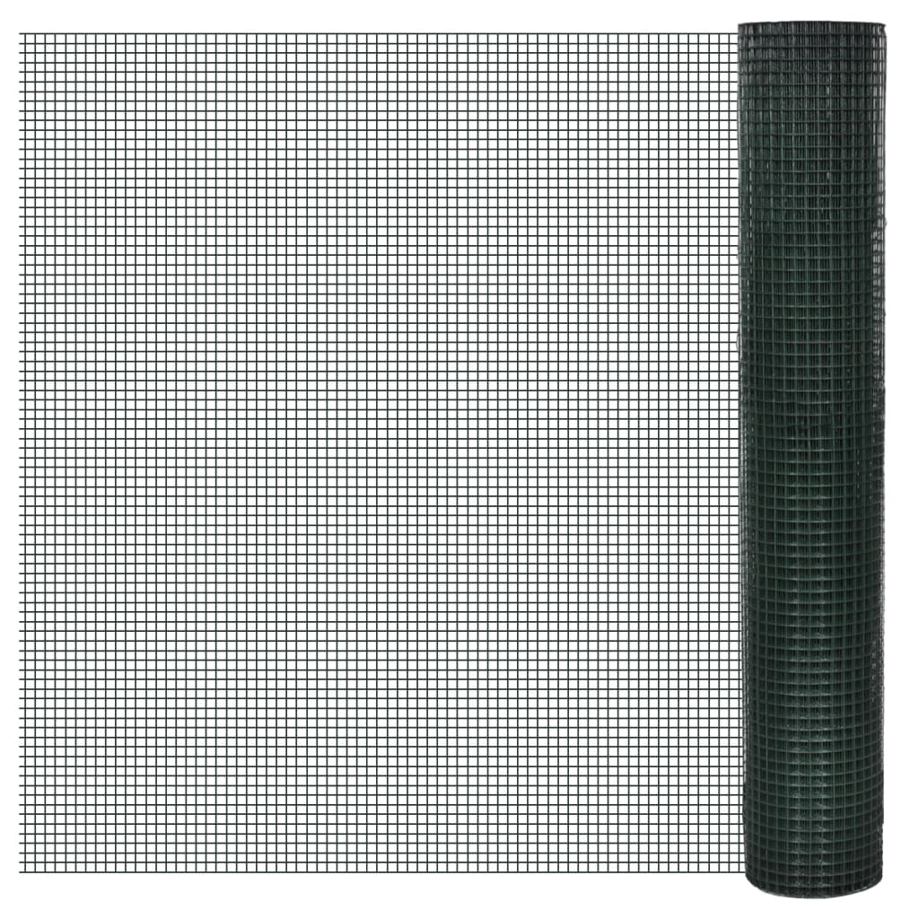 Vidaxl chicken wire 10x1 m galvanized steel with PVC coating green