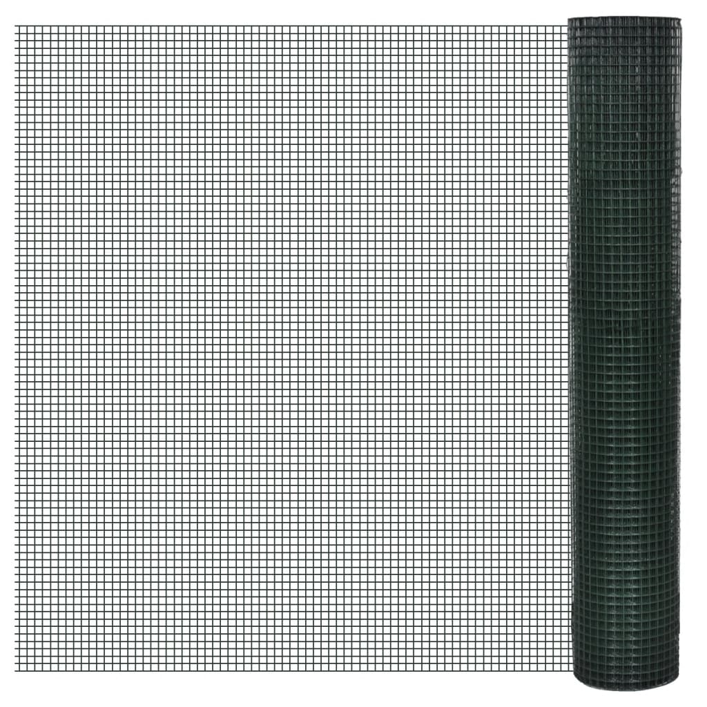 Vidaxl chicken wire 10x1 m galvanized steel with PVC coating green