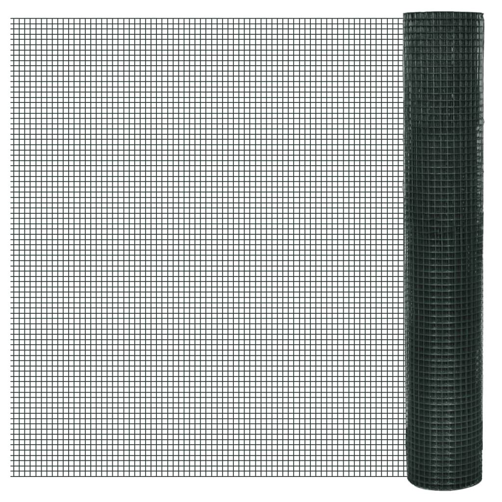 Vidaxl chicken wire 25x1 m galvanized steel with PVC coating green