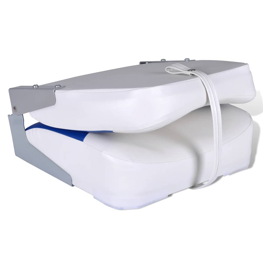 Vidaxl boat chair with blue and white cushion foldable 41x36x48 cm
