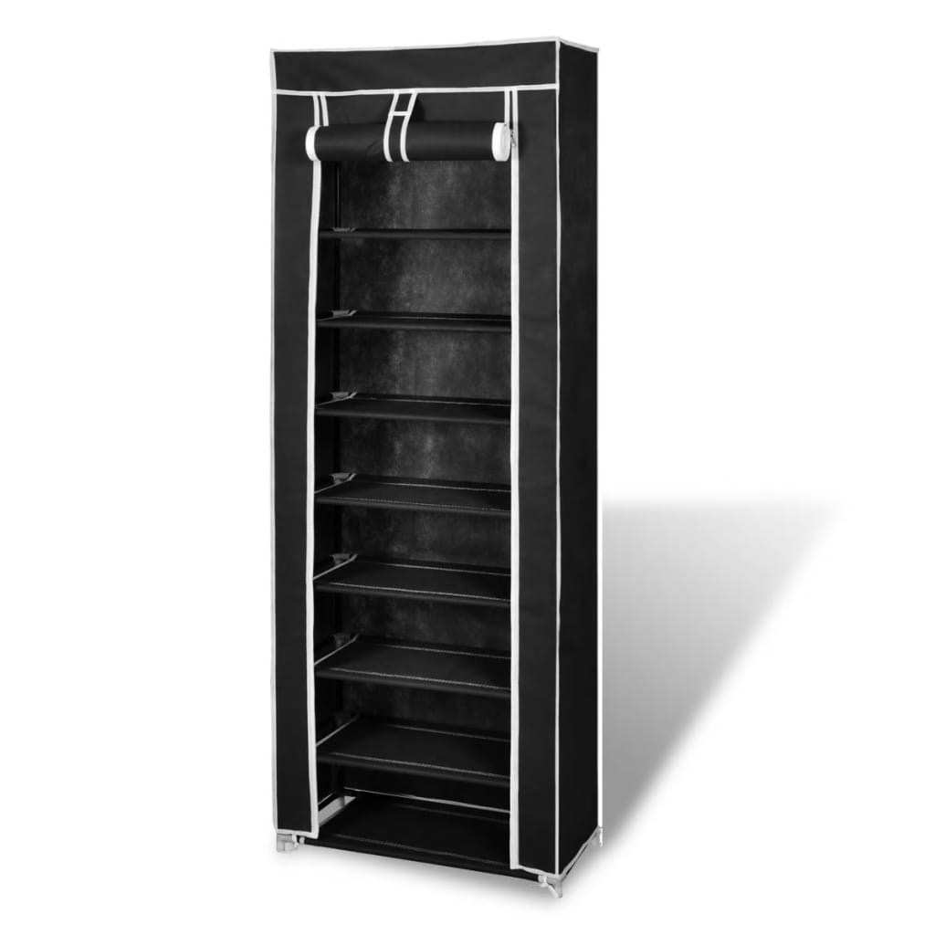 Vidaxl skoskåp med täckning 57x29x162 tyg svart