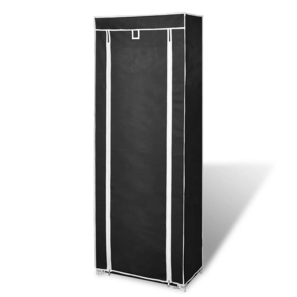 Vidaxl skoskåp med täckning 57x29x162 tyg svart